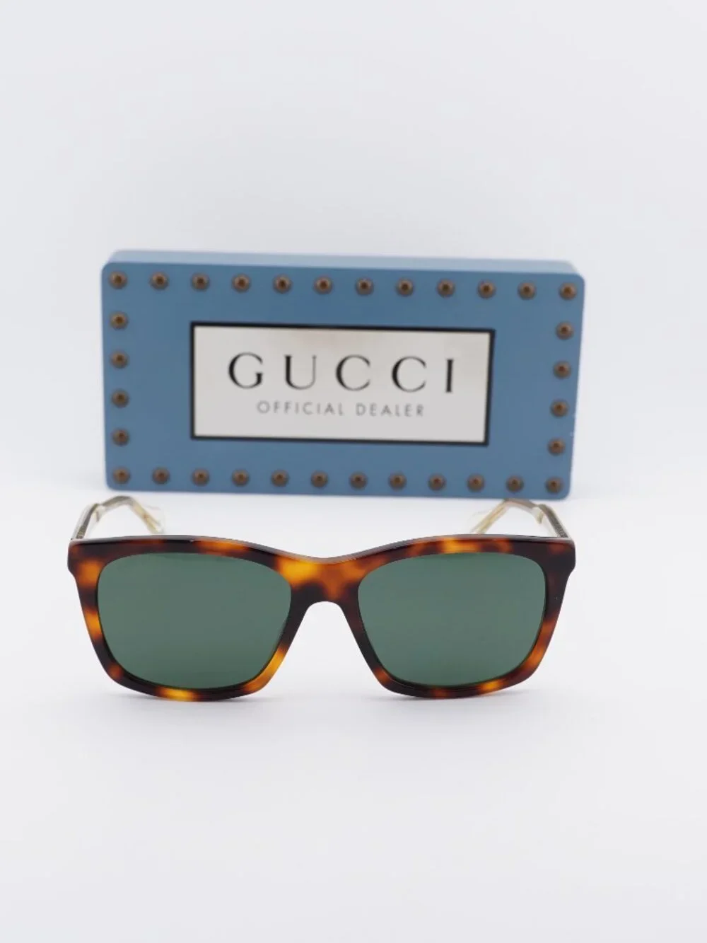 Gucci GG0558S 003 Rectangle Sunglasses – Havana\Green